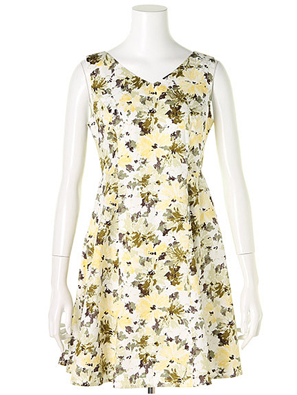 ペイントフラワープリントワンピ