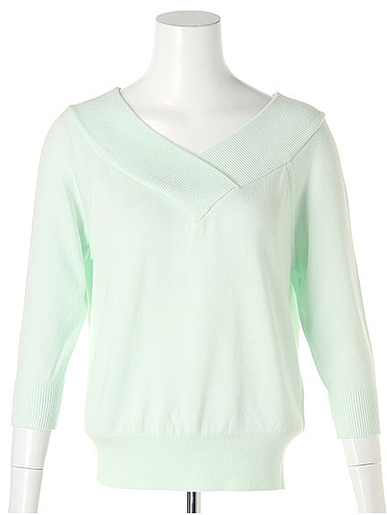 カシュクール風リブネックニット