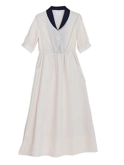 配色ジョーゼットシャツワンピース