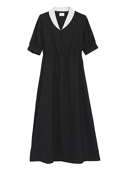 配色ジョーゼットシャツワンピース