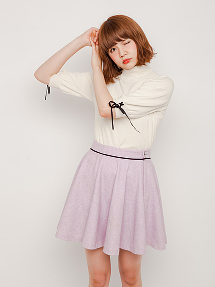 レースアップニット