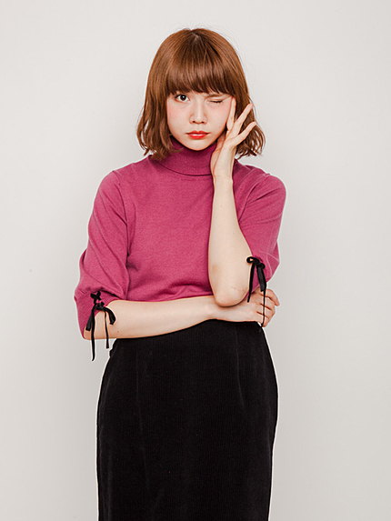 レースアップニット