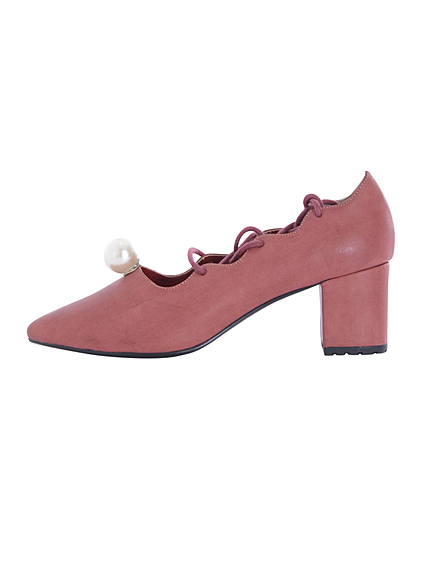 レースアップパールパンプス
