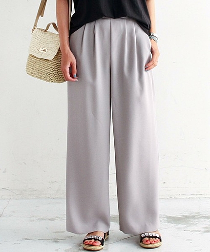 BYTF ジョーゼットタックワイドパンツ◇