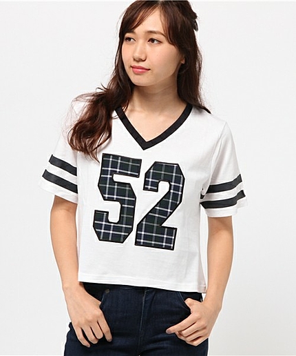 WEGO/チェックナンバリングTシャツ