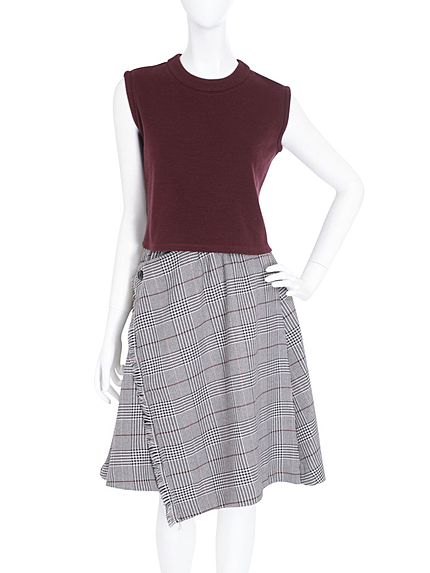 【W】ラップスカートコンビワンピース