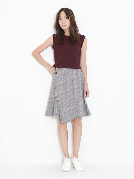 【W】ラップスカートコンビワンピース