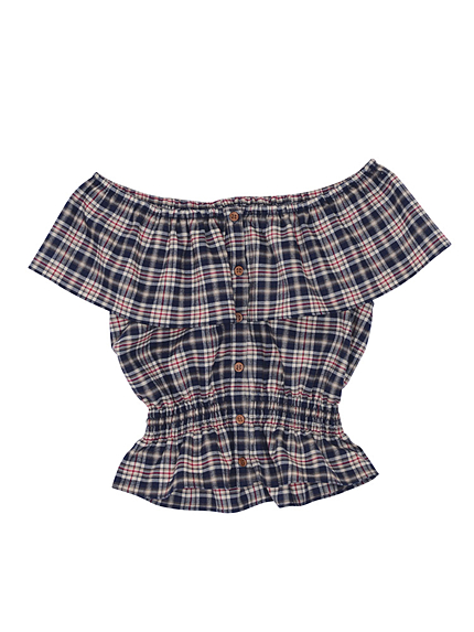 【dazzlin】チェックオフショルトップス