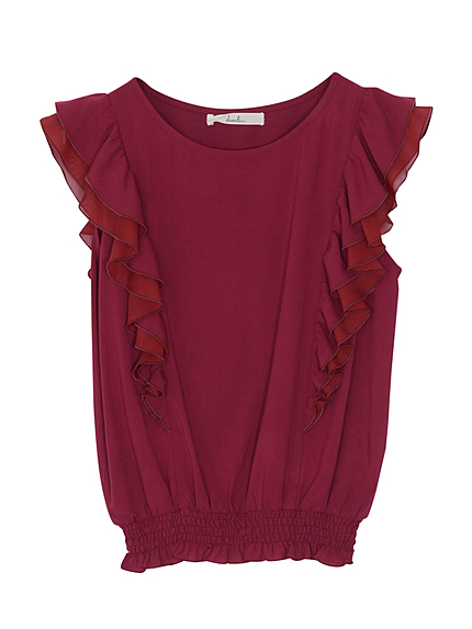 【W】ラッフルシャーリングブラウス