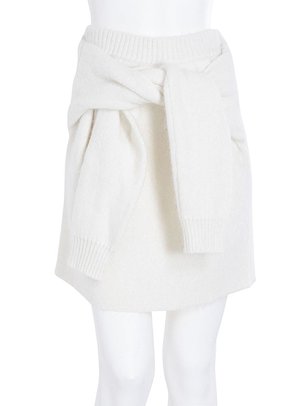 【W】腰巻き風アンゴラニットスカート