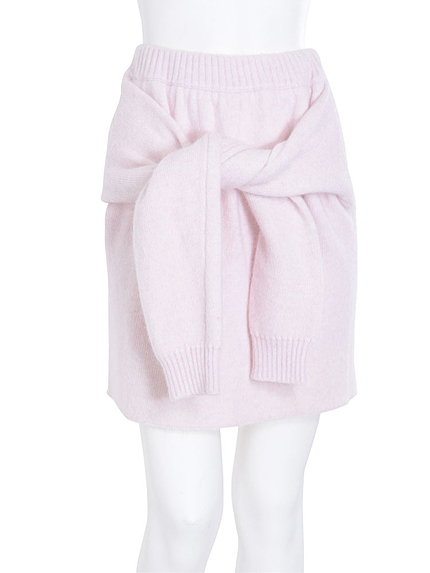 【W】腰巻き風アンゴラニットスカート