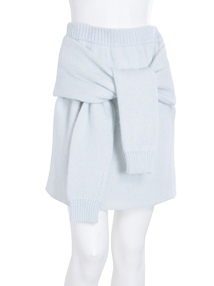 【W】腰巻き風アンゴラニットスカート