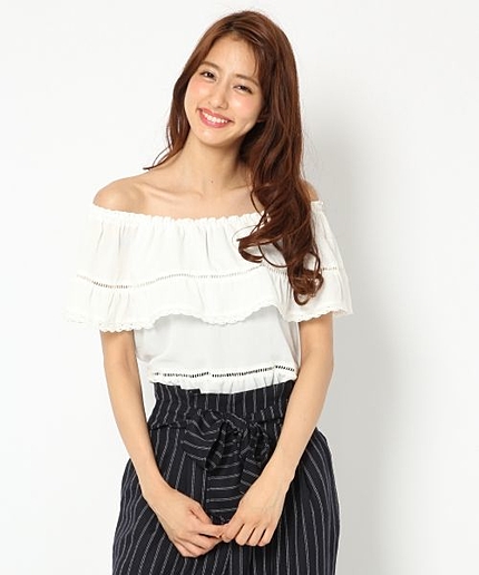 ハシゴレースフリルブラウス