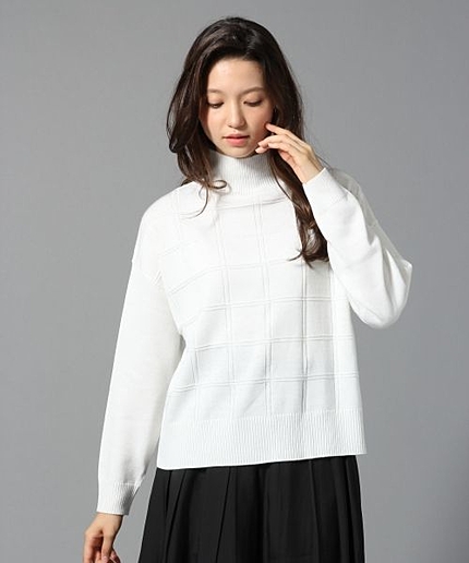 【WEB先行予約】チェックガラハイネックニットプルオーバー