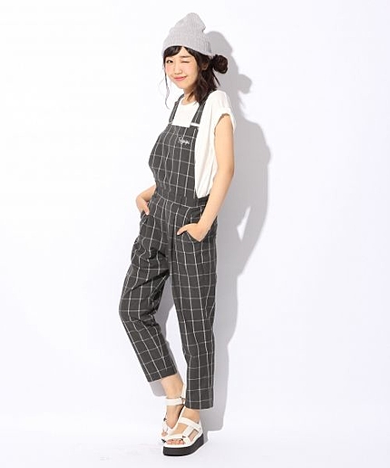 グラフチェックサロペットパンツ