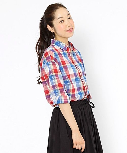 【8/13(木)再値下げ】シャーリングチェック7分袖シャツ