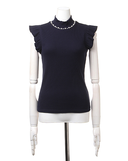 H/Nパール付フリル袖/TOPS
