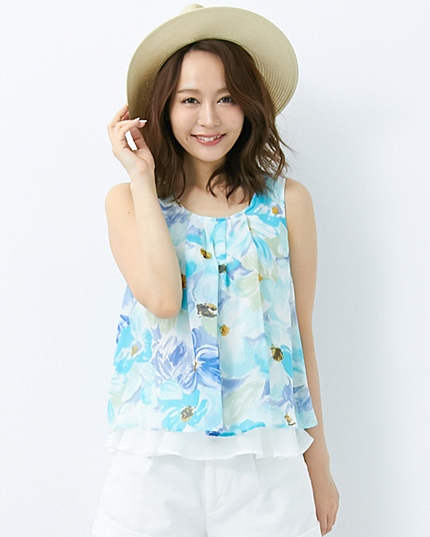 花柄ノースリ/TOPS(OUTLET)