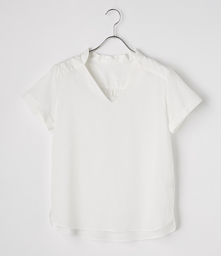 綿麻Vネックスキッパーシャツ