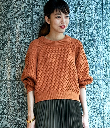 【先行予約】 ハニカム柄ニットプルオーバー　【2015AW新作】