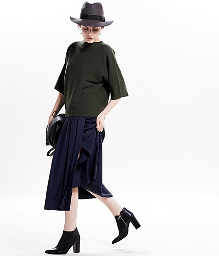 【先行予約】 ギャザースリットミディスカート 【2015AW新作】