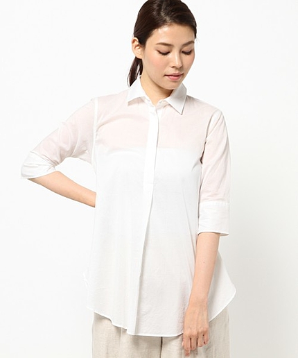 コットンアキハストライプチュニックシャツ