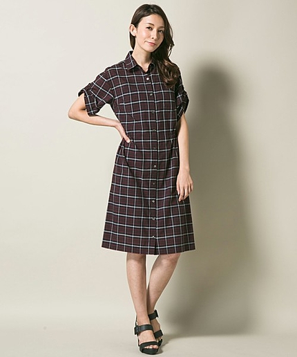 【15'秋新作】P/トリアセテートチェック ワンピース