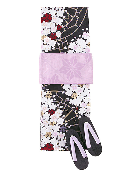 【SELECT】浴衣3点SET　矢羽根桜－３
