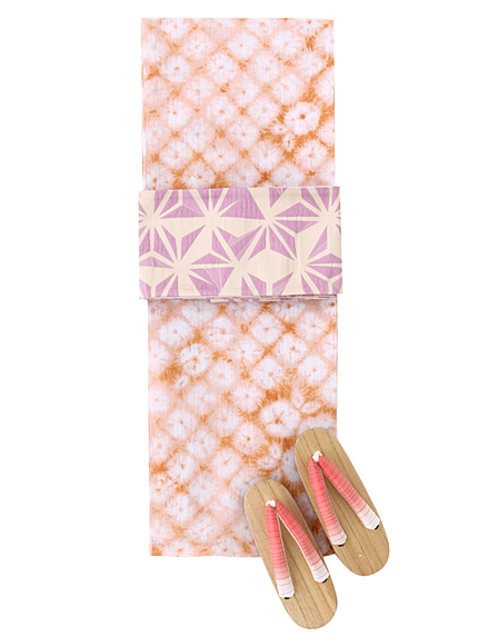 【SELECT】浴衣3点SET しじら 麻の葉