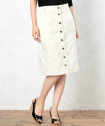 GC C コーデュロイ フロントBTN スカート WH