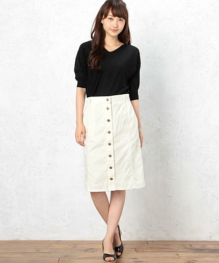 GC C コーデュロイ フロントBTN スカート WH