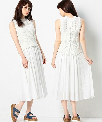 レースアップニット×スカート/ AEFC レースアップニット*SK