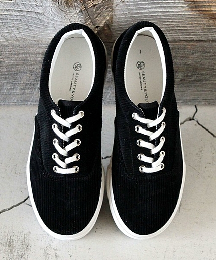 BY∵ コーデュロイ レースアップスニーカー