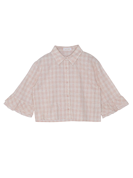 コットンギンガムフリルシャツ