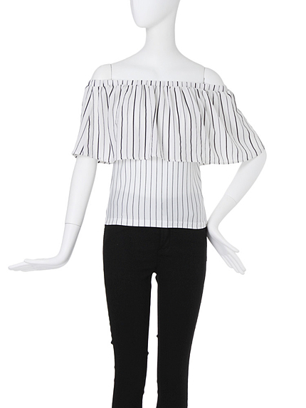 【FEMININE】ワイドカバーオフショルブラウス