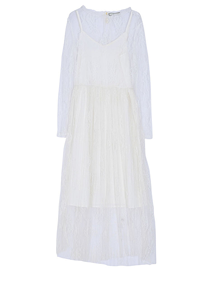 レースマキシプリーツワンピース