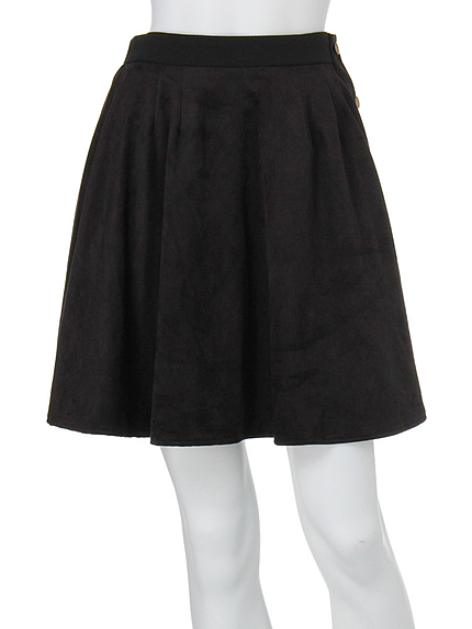 【DUO】 スエード膝丈スカート(ブラック)