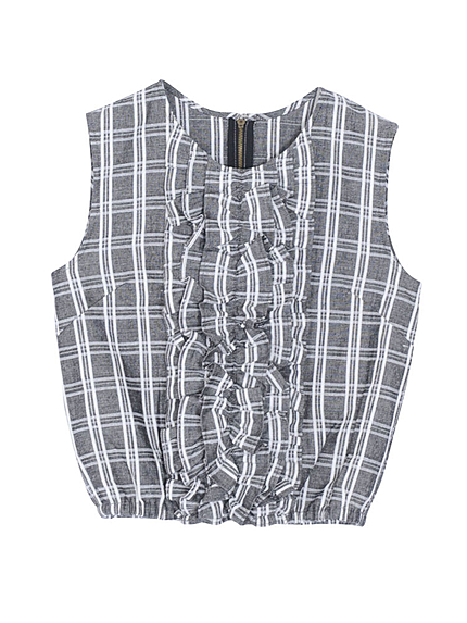 【dazzlin】チェックフリルショートトップス