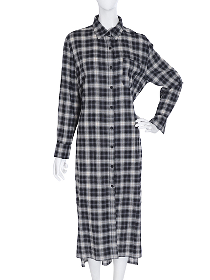 チェックロングシャツ