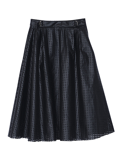 パンチングフェイクレザースカート【2015秋新作】