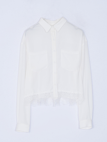レース切替シフォンブラウス