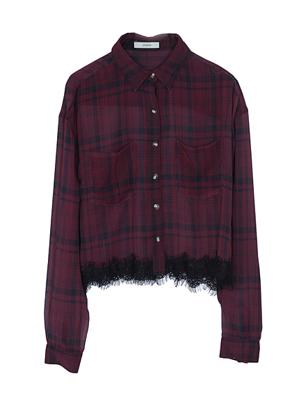 レース切替シフォンブラウス