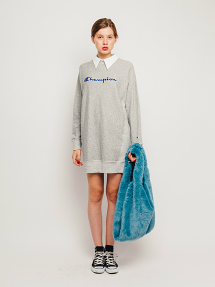 championコラボ襟付きチュニックワンピース