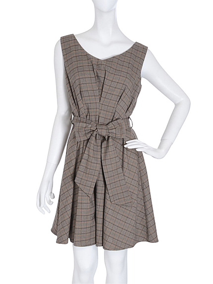 【dazzlin】チェックウエストリボンワンピース
