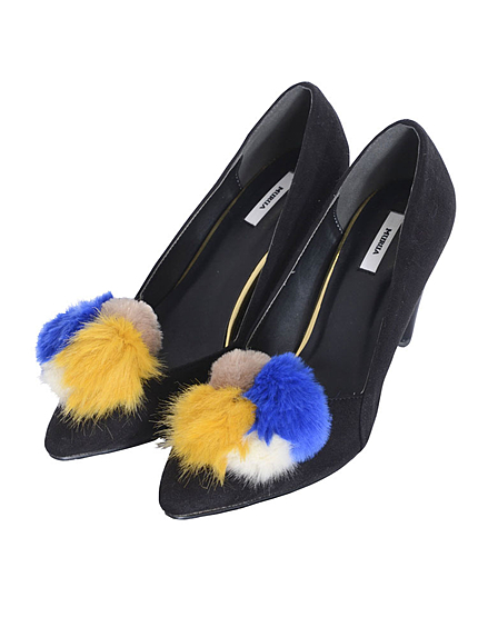 【SHOES】バイカラーファーパンプス