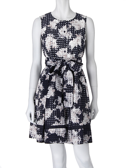 【DUO】 シアーチェックフラワーワンピース