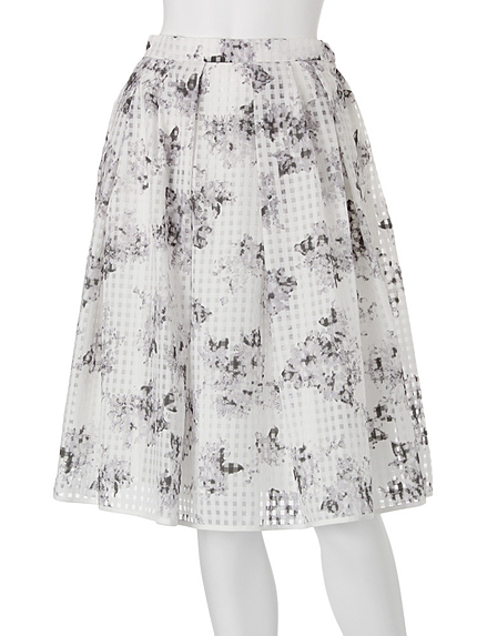 【DUO】 シアーチェックフラワースカート