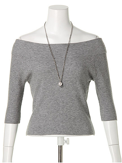 ネックレス付5分袖オフショルニット(45358531)