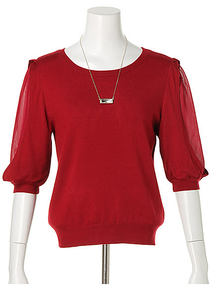 ネックレス付デザインスリーブニット(45358970)