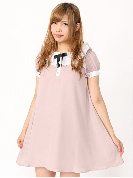 フリルカラーAライン配色OP